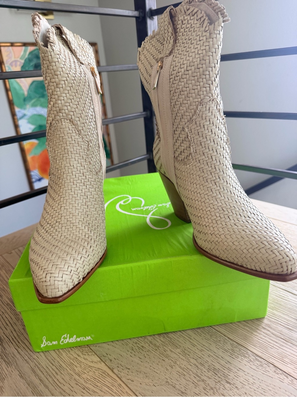 Sam Edelman Tracy Woven Leather Western Boots, Size 9 - NEW IN BOX - Picture 4 of 10